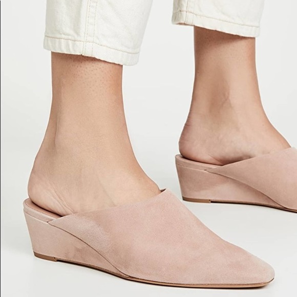 Vince baxley suede wedge mules clearance